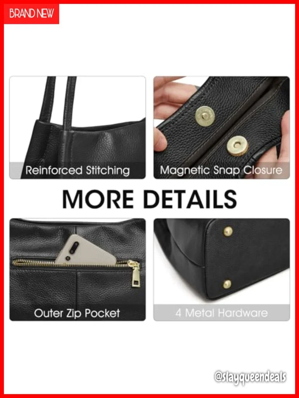 Genuine Leather Hobo Bag for Women | Top Grain Cowhide Soft Shoulder Purse with